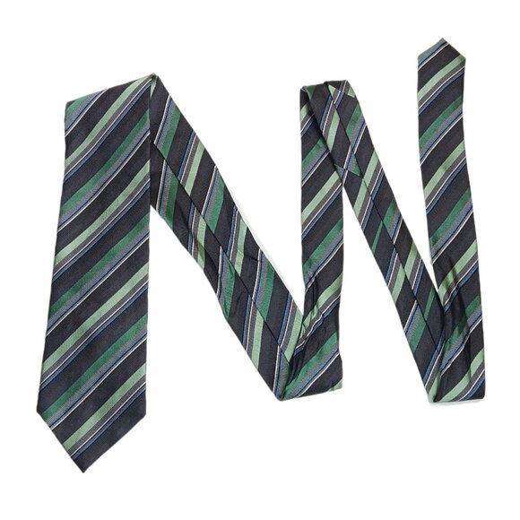 Geoffrey Beene Silk Repp Tie Men’s Long 62.5” Green Stripe Preppy Classic New - Picture 2 of 4